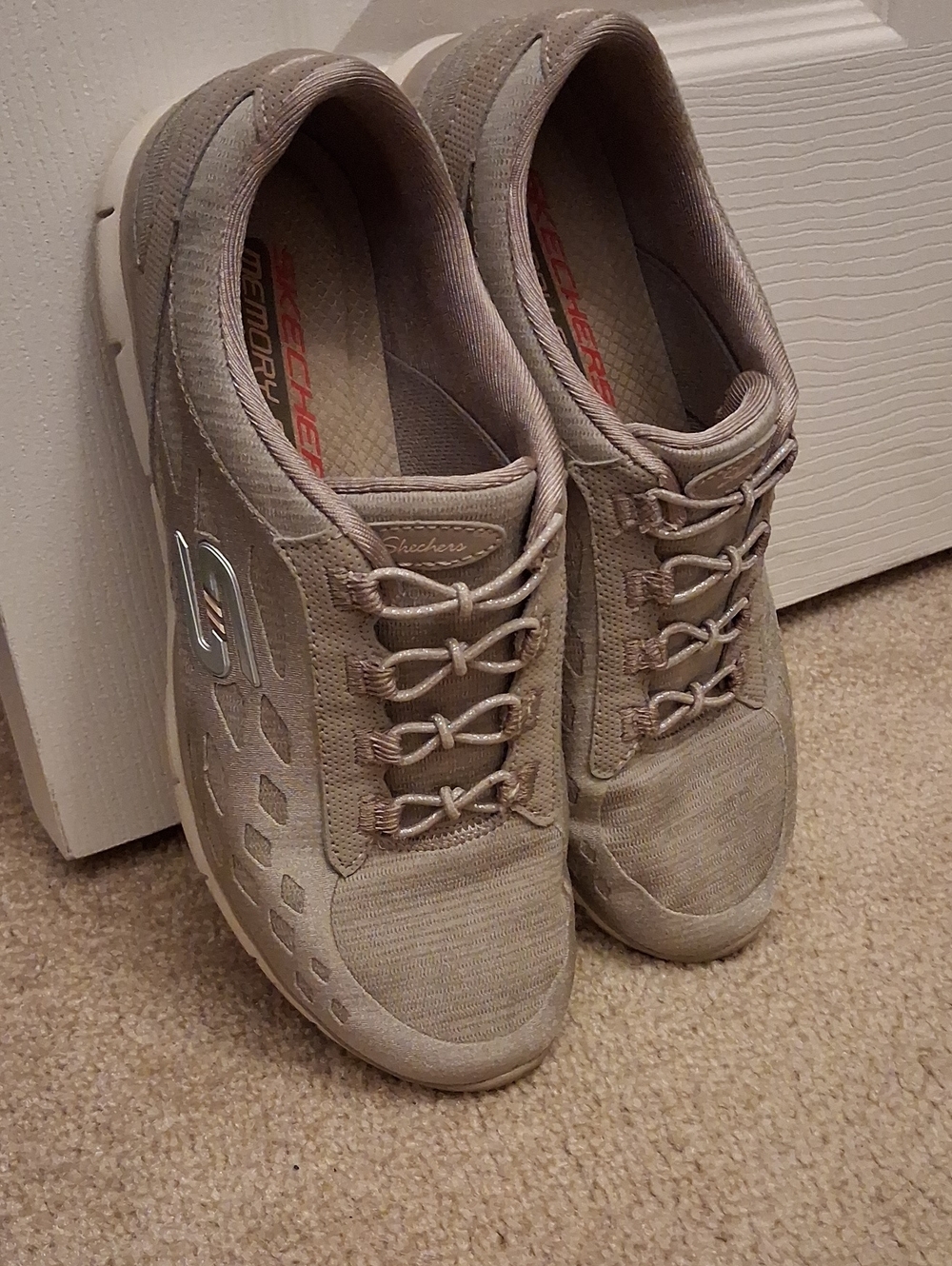 Skechers Taupe Slip-On Casual Memory Foam Sneakers